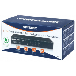 Switch Intellinet Gigabit 5x 10/100/1000 Mbps RJ45 PoE/PoE+ 80W 1x SFP combo