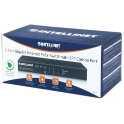 Switch Intellinet 561174 Gigabit 5x 10/100/1000 Mbps RJ45 PoE/PoE+ 80W 1x SFP combo