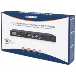 Switch Intellinet 561259 Gigabit Ethernet 16x 10/100/1000Mbps RJ45 2x SFP PoE+ 370W LCD