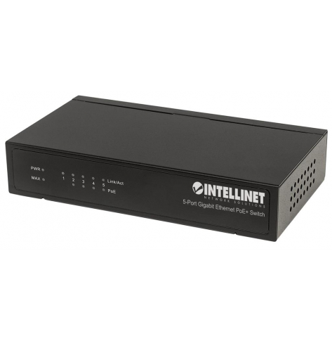 Switch Intellinet 561228 Gigabit PoE+ 5x RJ45 60W Desktop Metal Case