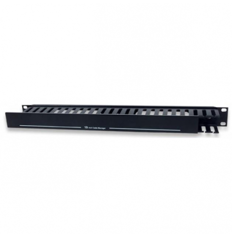 Intellinet Organizer kabli do szaf Rack 19'' 1U z pokrywą, metal/PVC, czarny