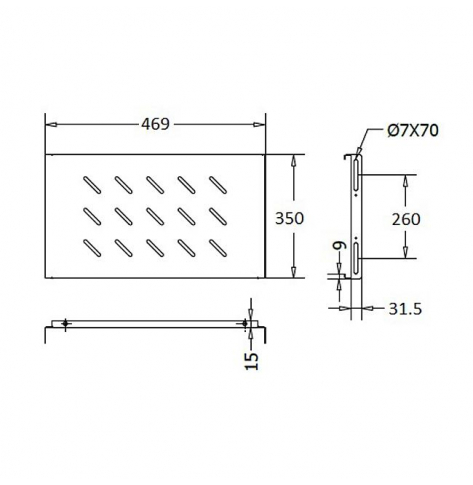 Linkbasic półka stała 350mm do szaf rack 19'' o głębokości 600mm