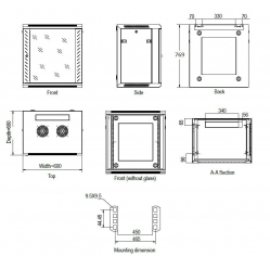 Szafa serwerowa Linkbasic 19'' 15U 600x600mm czarna  drzwi przednie szklane 