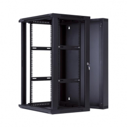 Szafa serwerowa Linkbasic dwusekcyjna 19'' 18U 600x550mm czarna drzwi szklane