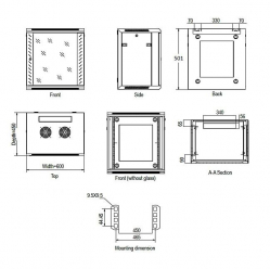 Szafa serwerowa Linkbasic 19'' 9U 600x450mm czarna  drzwi przednie stalowe 