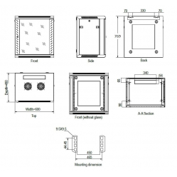 Szafa serwerowa Linkbasic 19'' 15U 600x450mm czarna  drzwi przednie stalowe 