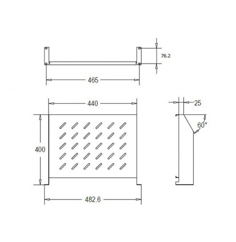 Linkbasic półka doczołowa 400mm 2U do szaf rack 19'' o głębokości 800mm, szara