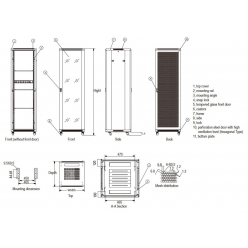 Szafa serwerowa Linkbasic 19'' 42U 800x1200mm czarna  drzwi przednie szklane 
