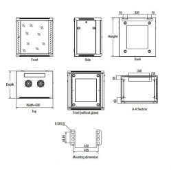 Szafa serwerowa Linkbasic 19'' 22U 600x450mm czarna  drzwi przednie szklane 