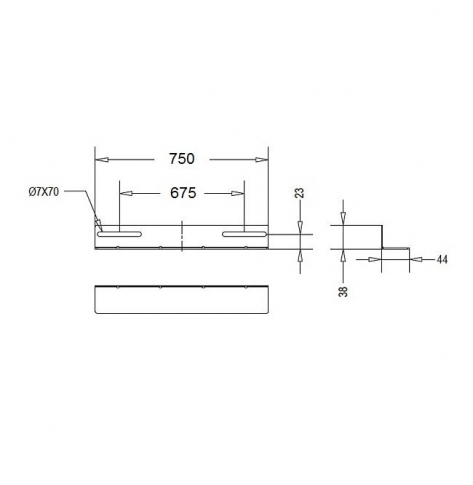 Linkbasic L-rail 700mm for 1000mm depth 19'' rack cabinets grey (up to 100kg)