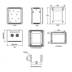 Szafa serwerowa Linkbasic 19'' 9U 600x600mm czarna  drzwi przednie szklane 