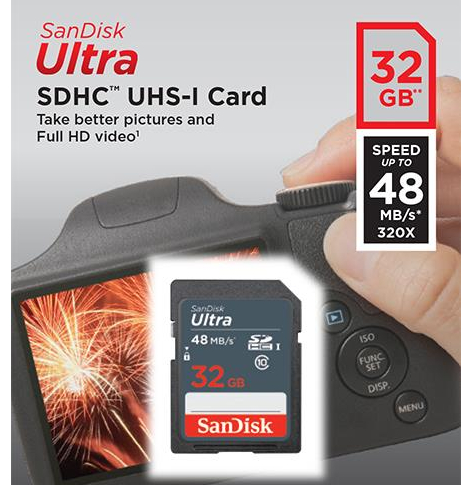 Karta pamięci SanDisk Ultra SDHC 32GB Class 10 UHS-I, Odczyt: do 48MB/s