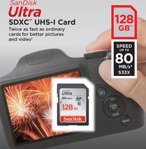 Karta pamięci SanDisk Ultra SDXC 128GB Class 10 UHS-I, Odczyt: do 80MB/s