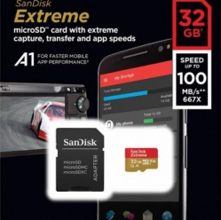 Karta pamięci SANDISK EXTREME microSDHC 32 GB 100/60 MB/s A1 C10 V30 UHS-I U3 Mobile