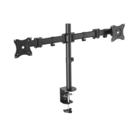 Stojak podwójny z zaciskiem, 2xLCD, max. 27", max. obciąż. 8kg, uchy.-obrot.360°
