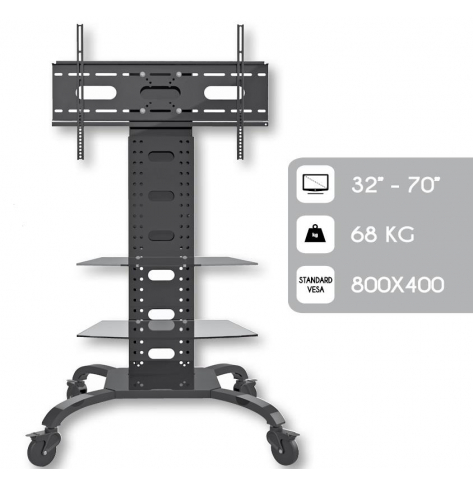 Techly Stojak mobilny do TV LCD/LED/Plazma 32''-70'' VESA regulowany dwie półki