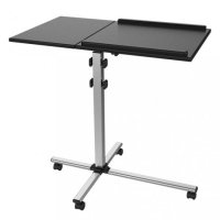 Uniwersalny stolik mobilny Techly pod projektor notebook z dwoma półkami czarny