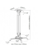 Techly Uniwersalny uchwyt sufitowy do projektora 54-90 cm 13.5 kg srebrny