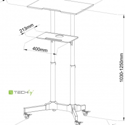 Techly Uniwersalne mobilne biurko, stolik prezentacyjny do notebooka z półką