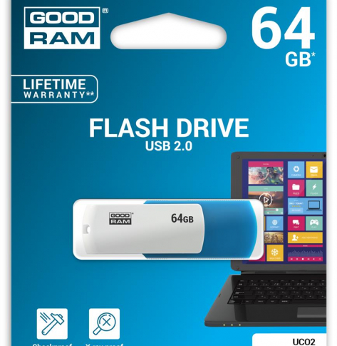 Pamięć USB GOODRAM UCO2 64GB USB 2.0 Niebieska/Biała