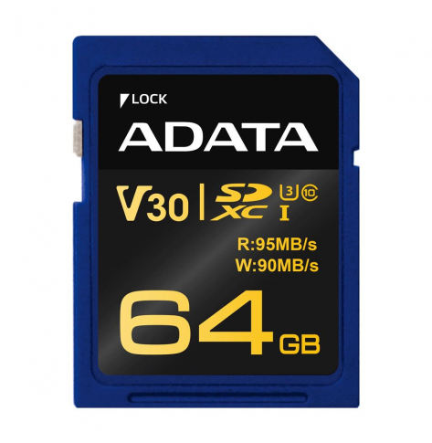 Karta pamięci ADATA Premier Pro SDXC UHS-I U3 Class 10 64GB (R95/W90) retail