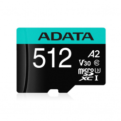 Karta pamięci ADATA 512GB Premier Pro MICROSDXC, R/W up to 100/80 MB/s, with Adapter