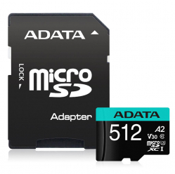 Karta pamięci ADATA 512GB Premier Pro MICROSDXC, R/W up to 100/80 MB/s, with Adapter