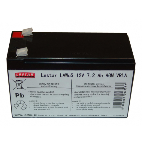Bateria Lestar LAWuS 12V 7,2Ah AGM VRLA