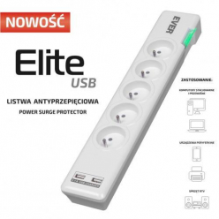 Listwa zasilająca  Ever ELite USB  SurgeArrest 1.5m