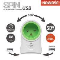 Listwa zasilająca  Ever Spin USB SurgeArrest with charger