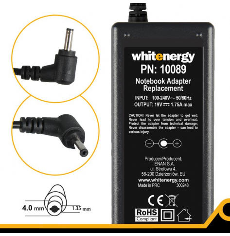 Whitenergy zasilacz 19V/1.75A 33W wtyczka 4.0x1.35mm