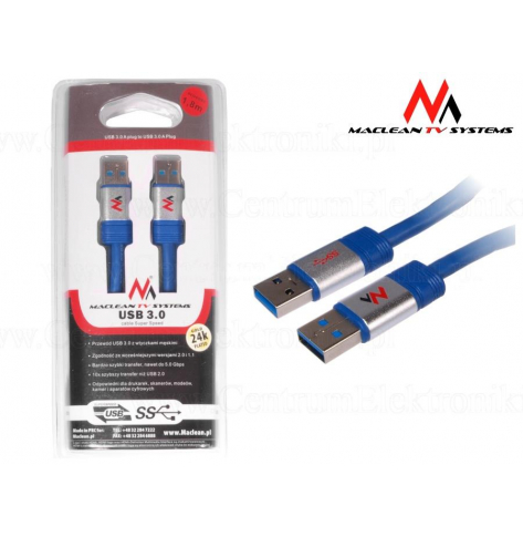 Maclean MCTV-606 Przewód, kabel USB 3.0 AM - AM 1.8m