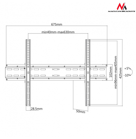 Maclean MC-749 Uchwyt do telewizora lub monitora 37-70" max vesa 600x400 35kg