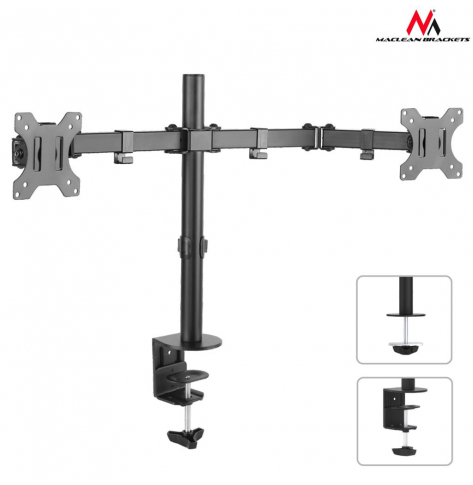 Maclean MC-754 Uchwyt biurkowy na 2 monitory LCD 13-32" 8kg vesa 75x75, 100x100