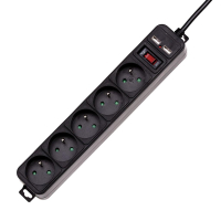 Listwa zasilająca  Akyga AK-SP-05U 1.5m 5 gniazd CEE7/5 2x USB 5V/2A +wyłącznik
