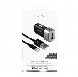 Puro Mini Fast Car Charger Ładowarka samochodowa 5V/2.4A 12W+kabel lightning MFi