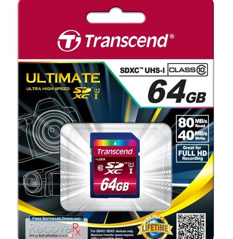 Karta pamięci Transcend SDXC 64GB Class 10 UHS-I  ULTIMATE ( 40/80 MB/s )