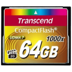 Karta pamięci Transcend  64GB Compact Flash 1000x (Odczyt 160MB/s ,zapis 70MB/s)