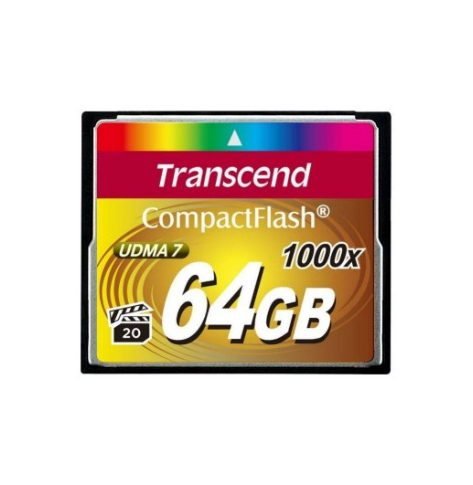 Karta pamięci Transcend  64GB Compact Flash 1000x (Odczyt 160MB/s ,zapis 70MB/s)