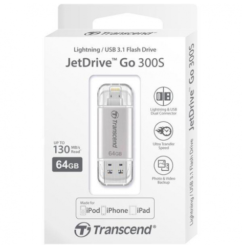 Pamięć USB    Transcend flashdrive JDG for iphone iPad iPod 64GB,Lightning connector,silver