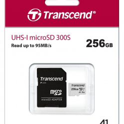 Karta pamięci Transcend microSDXC USD300S 256GB CL10 UHS-I U3 Up to 95MB/S with adapter