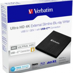 Napęd Verbatim Ultra HD 4K External Slimline Blu-ray Writer USB 3.1 with USB-C to A