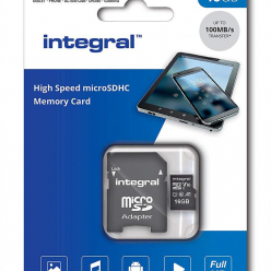 Karta pamięci Integral 16GB MICRO SDHC 100V10, Read 100MB/s  U1 V10 + ADAPTER