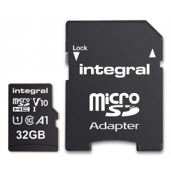 Karta pamięci Integral 32GB MICRO SDHC 100V10, Read 100MB/s  U1 V10 + ADAPTER