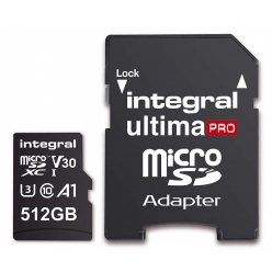 Karta pamięci Integral 512GB MICRO SDXC 80V30, R:100MB/s W:80MB/s U3 V30 + ADAPTER