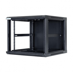 Szafa serwerowa START.LAN 19'' 9U 600x600mm czarna  drzwi przednie szklane 