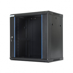 Szafa serwerowa START.LAN 19'' 12U 600x450mm czarna  drzwi przednie szklane 