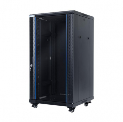 Szafa serwerowa START.LAN 19'' 22U 600x600mm czarna  drzwi przednie szklane 