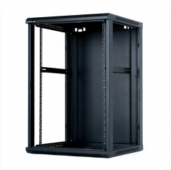 Szafa serwerowa  19'' 18U 600x600mm czarna  drzwi przednie szklane