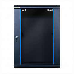 Szafa serwerowa  19'' 18U 600x600mm czarna  drzwi przednie szklane
